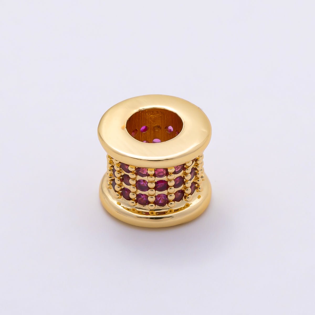 16K Gold Filled 7.5mm Birthstone Micro Paved CZ Wide Spacer Beads | Beads-00351 ~ Beads-00362 - DLUXCA