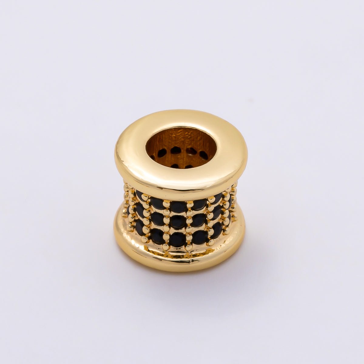 16K Gold Filled 7.5mm Birthstone Micro Paved CZ Wide Spacer Beads | Beads-00351 ~ Beads-00362 - DLUXCA