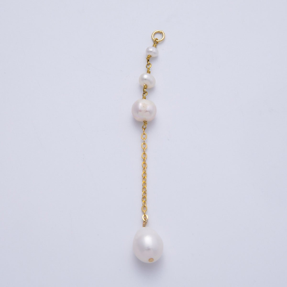 16K Gold Filled 75mm White Button Shell Pearl Cable Chain Drop Charm | Charms - 00335 - DLUXCA