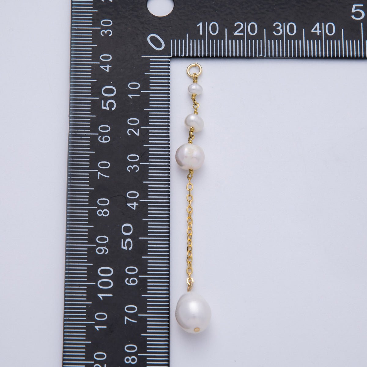 16K Gold Filled 75mm White Button Shell Pearl Cable Chain Drop Charm | Charms - 00335 - DLUXCA