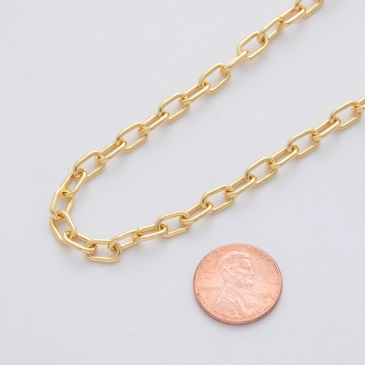 16K Gold Filled 8.3mm Thick Paperclip Link Unfinished Chain by Yard | Roll - 1556 - DLUXCA