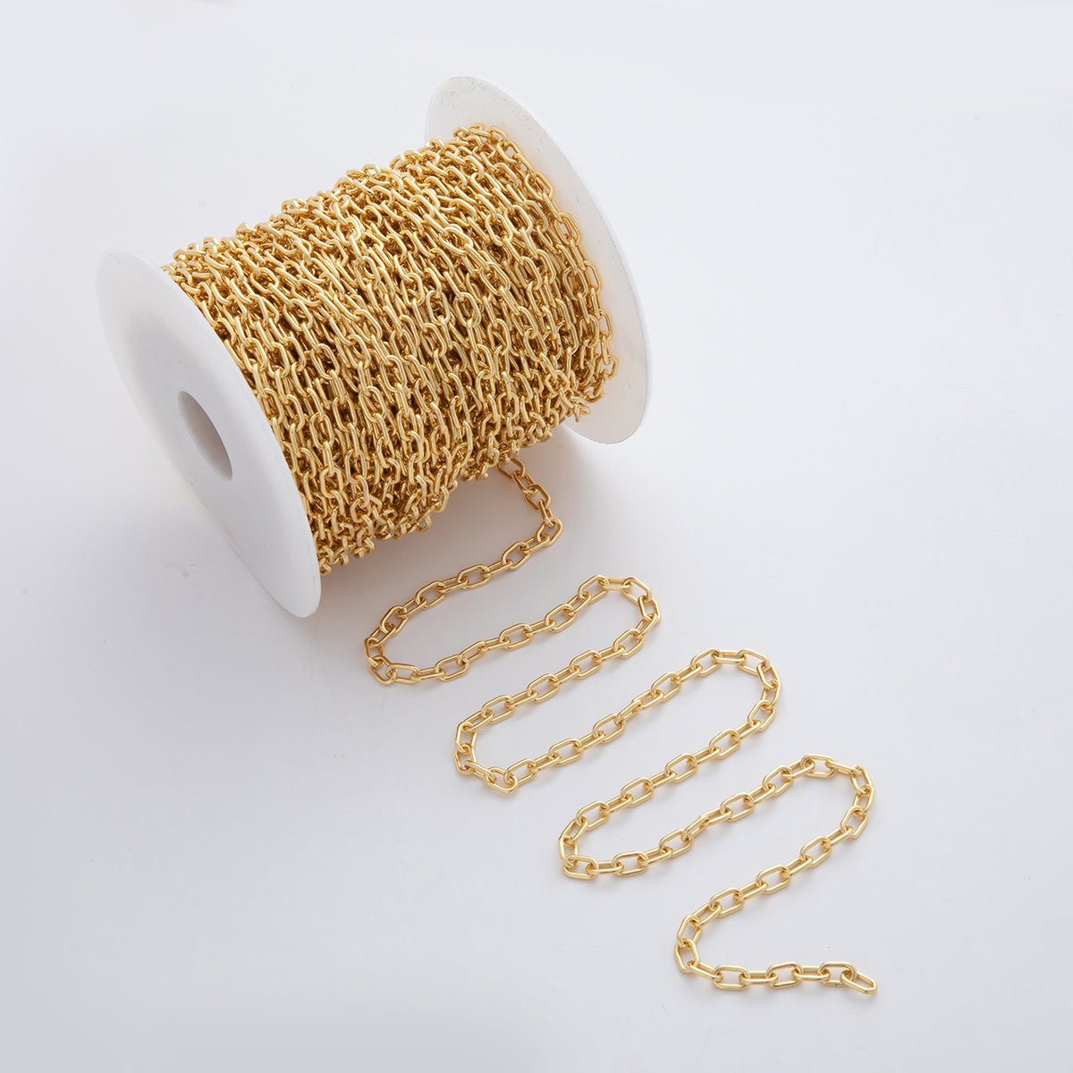 16K Gold Filled 8.3mm Thick Paperclip Link Unfinished Chain by Yard | Roll - 1556 - DLUXCA