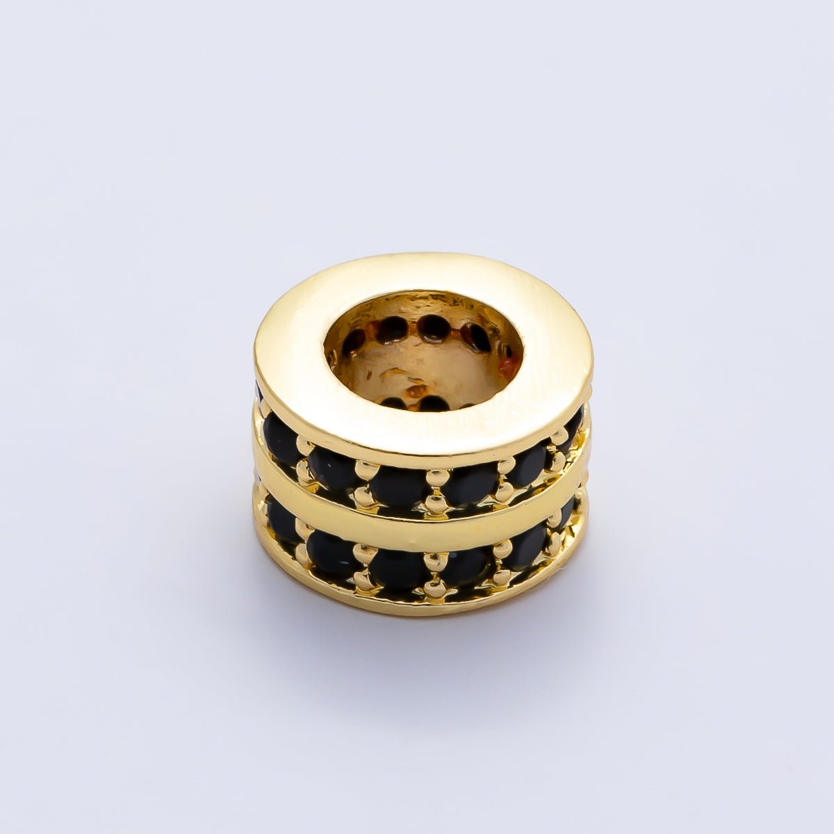 16K Gold Filled 8.7mm Double Lined Micro Paved CZ Birthstone Rondelle Bead | Beads-00400 ~ Beads-00411 - DLUXCA