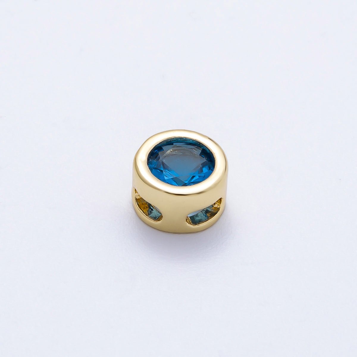 16K Gold Filled 8mm Bezel - Set Birthstone Rondelle Spacer Beads | Beads - 00278 ~ Beads - 00289 - DLUXCA
