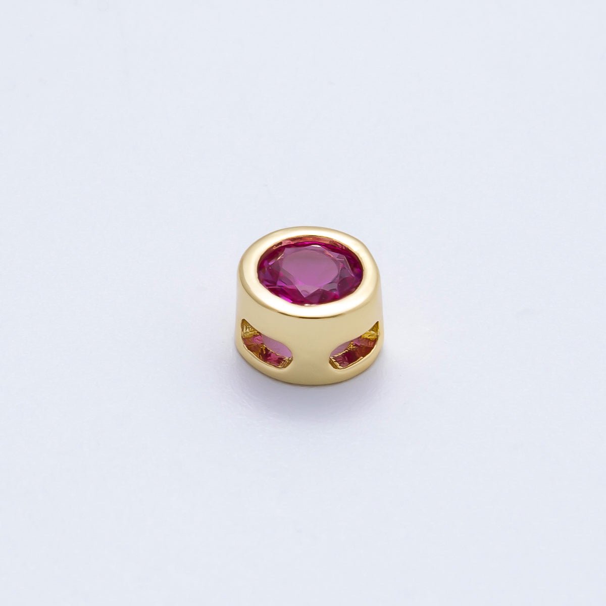 16K Gold Filled 8mm Bezel - Set Birthstone Rondelle Spacer Beads | Beads - 00278 ~ Beads - 00289 - DLUXCA