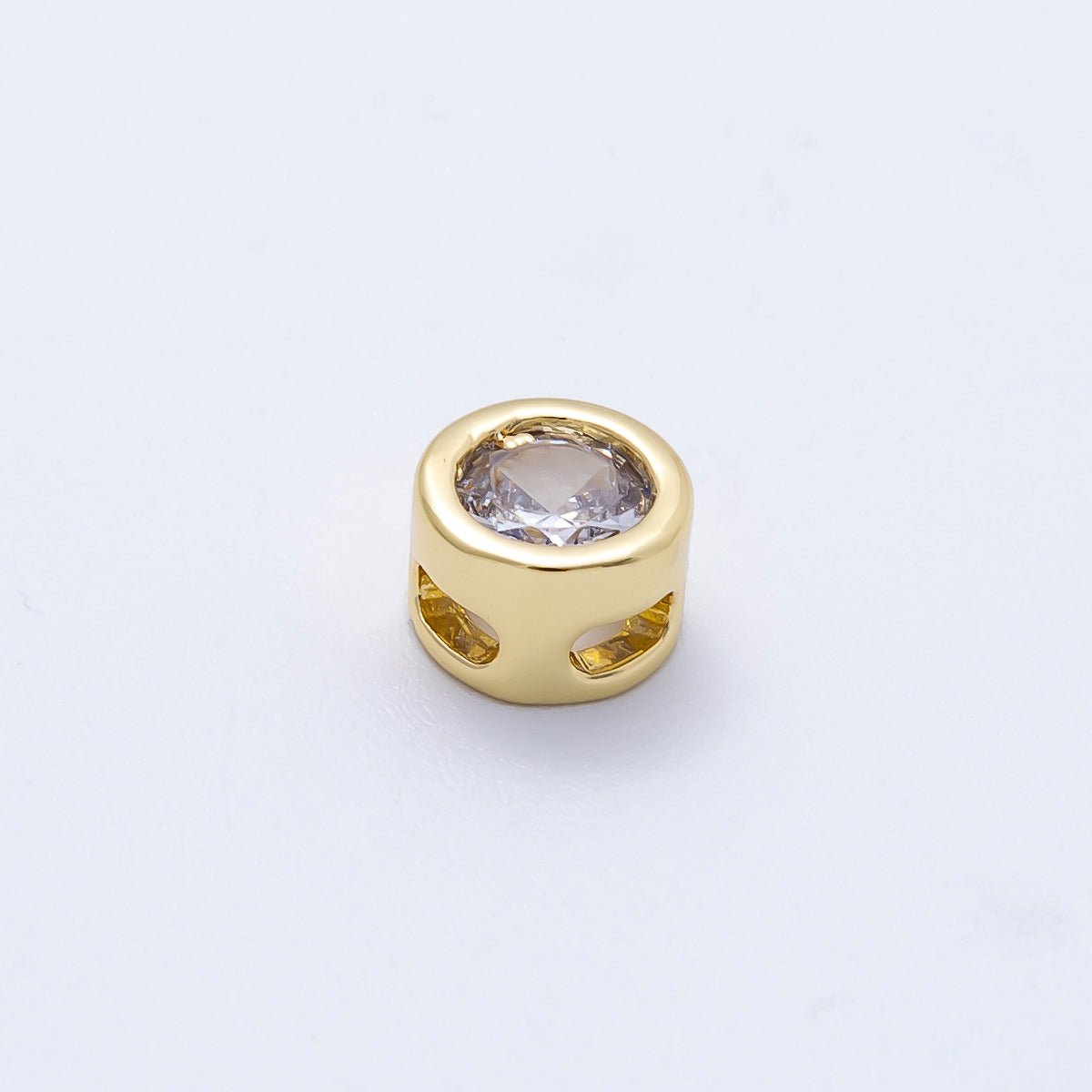 16K Gold Filled 8mm Bezel - Set Birthstone Rondelle Spacer Beads | Beads - 00278 ~ Beads - 00289 - DLUXCA