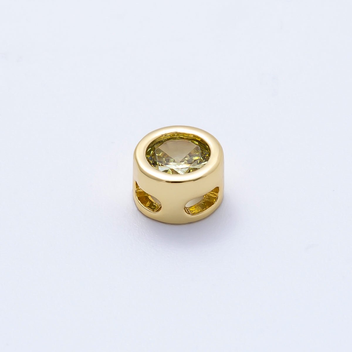16K Gold Filled 8mm Bezel - Set Birthstone Rondelle Spacer Beads | Beads - 00278 ~ Beads - 00289 - DLUXCA