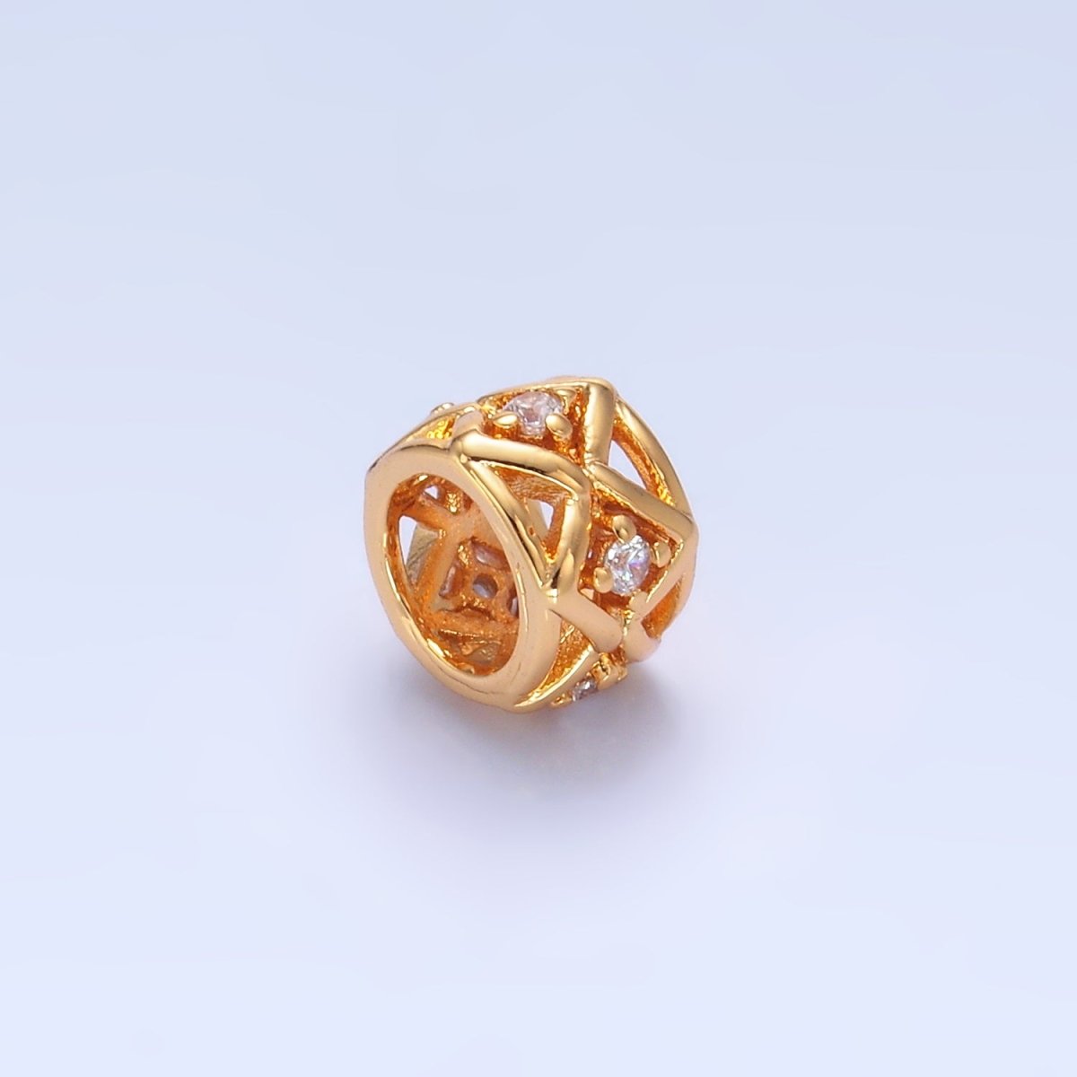 16K Gold Filled 8mm CZ Geometric Artisan Filigree Bead | B108 - DLUXCA