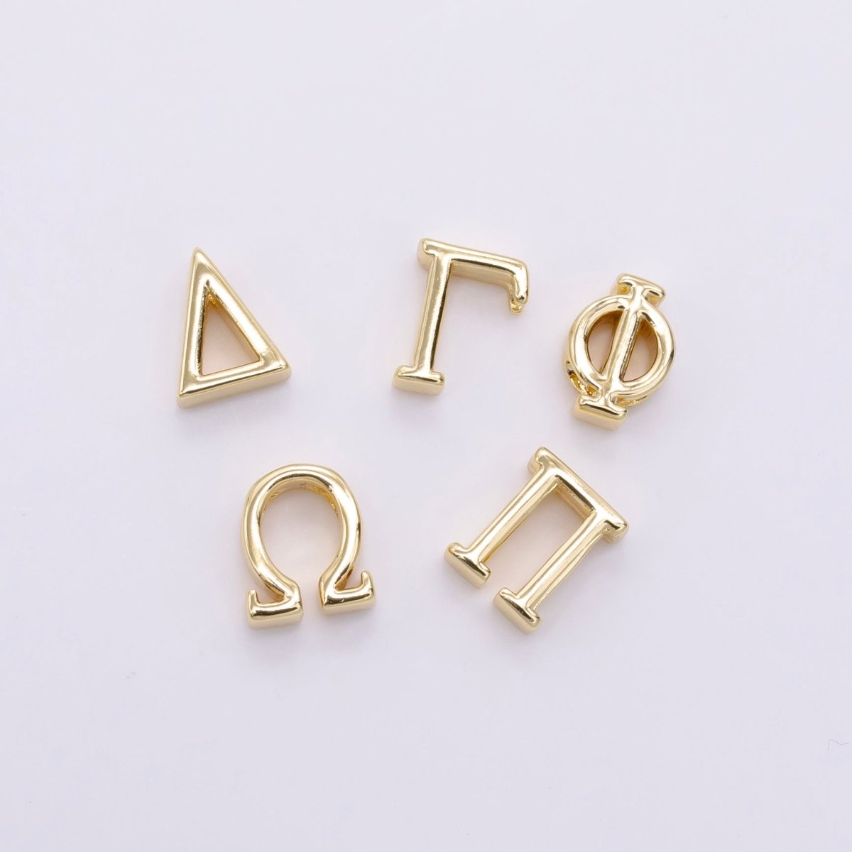 16K Gold Filled 8mm Minimalist Greek Letter Bead in Gold & Silver | B896 - B900 - DLUXCA