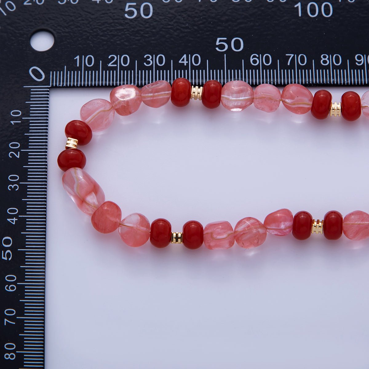 16K Gold Filled 8mm Red Quartz Carnelian Gemstone Bead 17.5 Inch Handmade Necklace | WA - 019 - DLUXCA