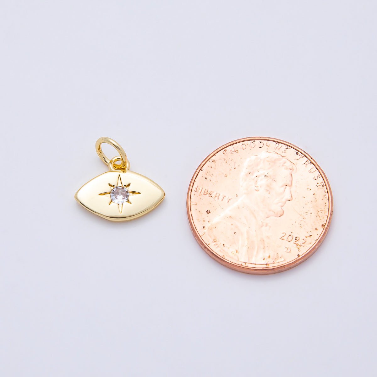 16K Gold Filled 9mm Clear CZ North Star Navette Mini Charm | Charms-01112 - DLUXCA