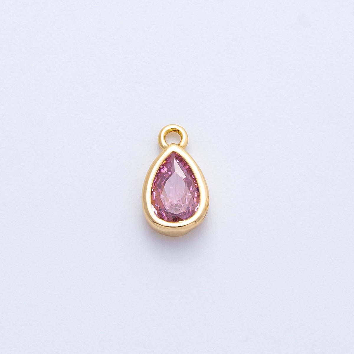 16K Gold Filled 9mm CZ Birthstone Teardrop Bezel Mini Charm | Charms - 00359 ~ 00363 - DLUXCA
