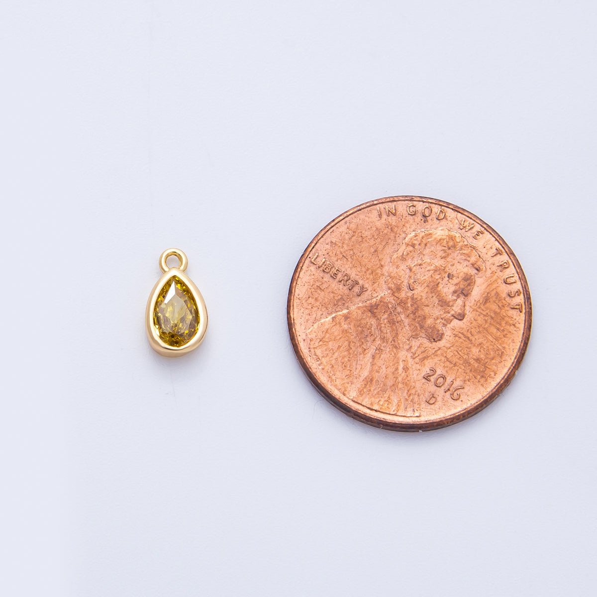 16K Gold Filled 9mm CZ Birthstone Teardrop Bezel Mini Charm | Charms - 00359 ~ 00363 - DLUXCA