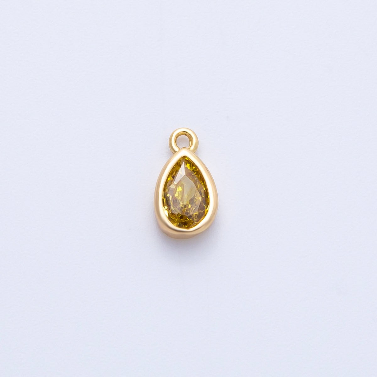 16K Gold Filled 9mm CZ Birthstone Teardrop Bezel Mini Charm | Charms - 00359 ~ 00363 - DLUXCA