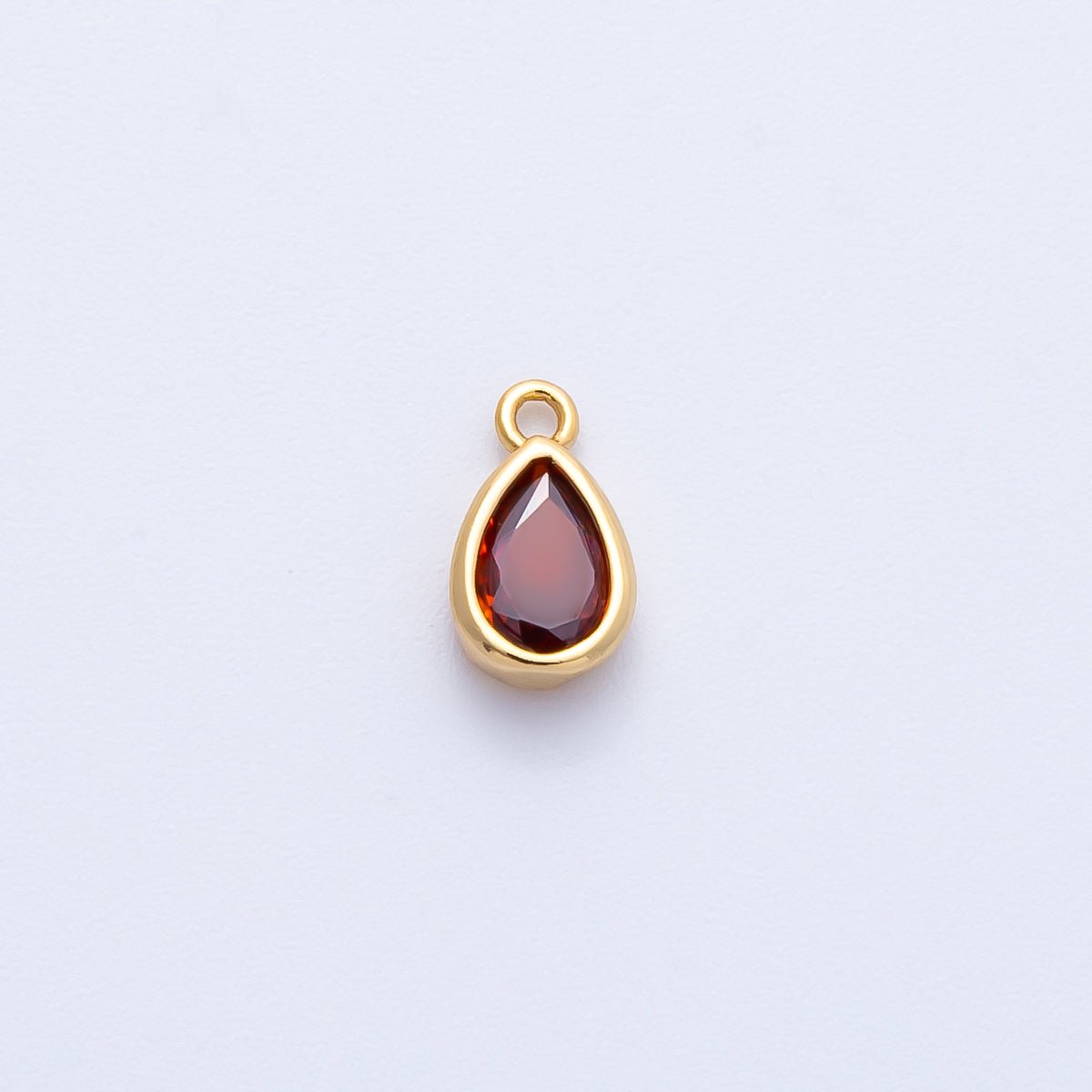 16K Gold Filled 9mm CZ Birthstone Teardrop Bezel Mini Charm | Charms - 00359 ~ 00363 - DLUXCA