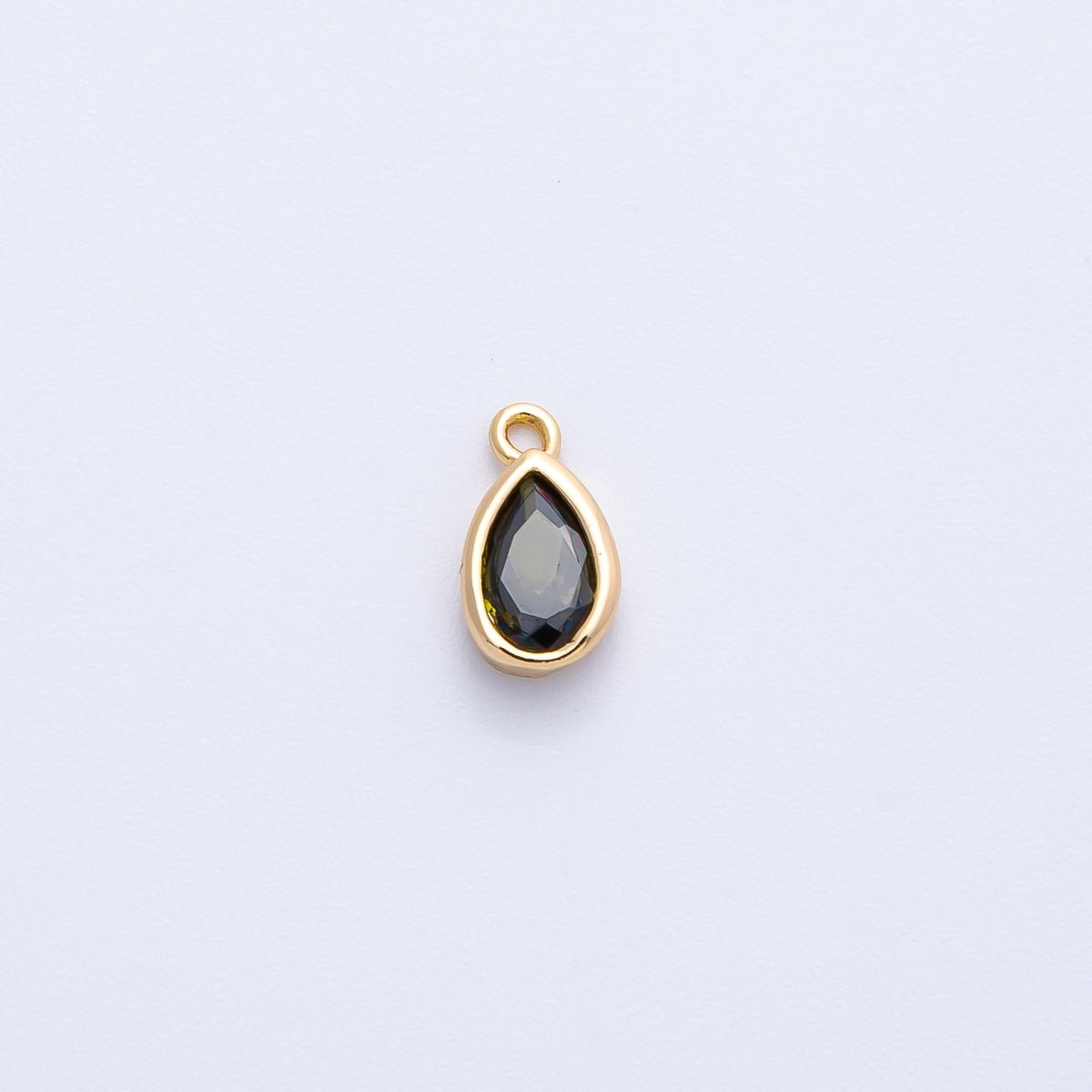 16K Gold Filled 9mm CZ Birthstone Teardrop Bezel Mini Charm | Charms - 00359 ~ 00363 - DLUXCA