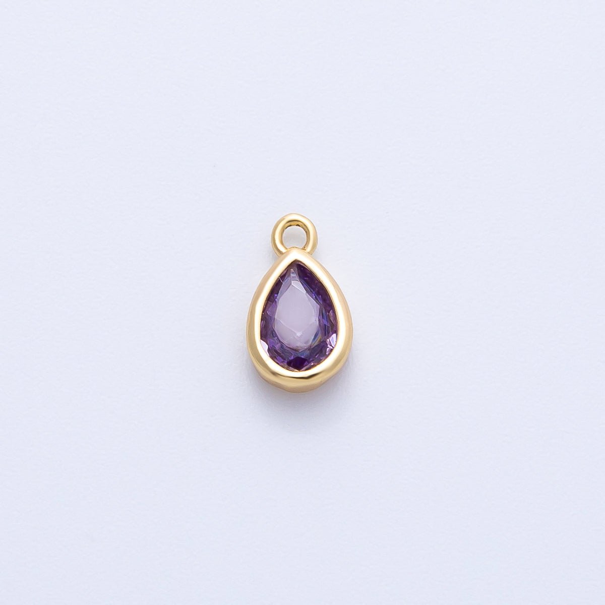 16K Gold Filled 9mm CZ Birthstone Teardrop Bezel Mini Charm | Charms - 00359 ~ 00363 - DLUXCA