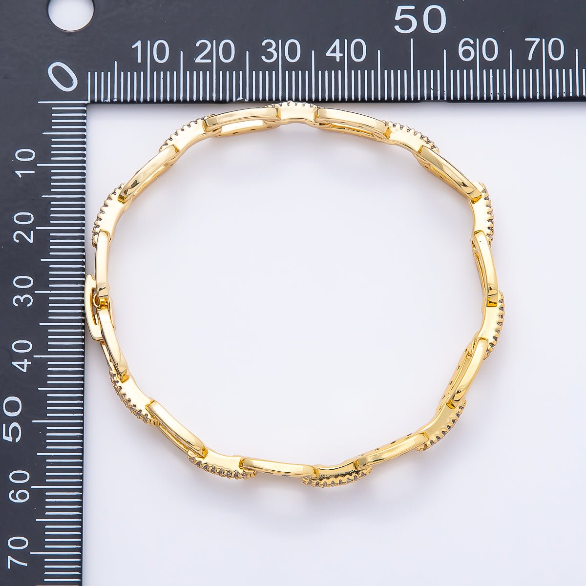 16K Gold Filled 9mm Micro Paved CZ Dotted Cable Chain Bangle Bracelet | WA-04719 - DLUXCA