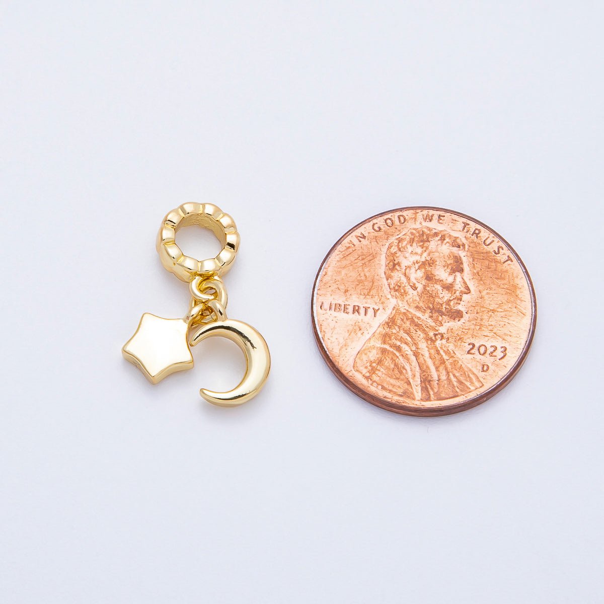 16K Gold Filled 9mm Mini Celestial Moon & Star Pendant | Charms - 00718 - Charms - 00719 - DLUXCA