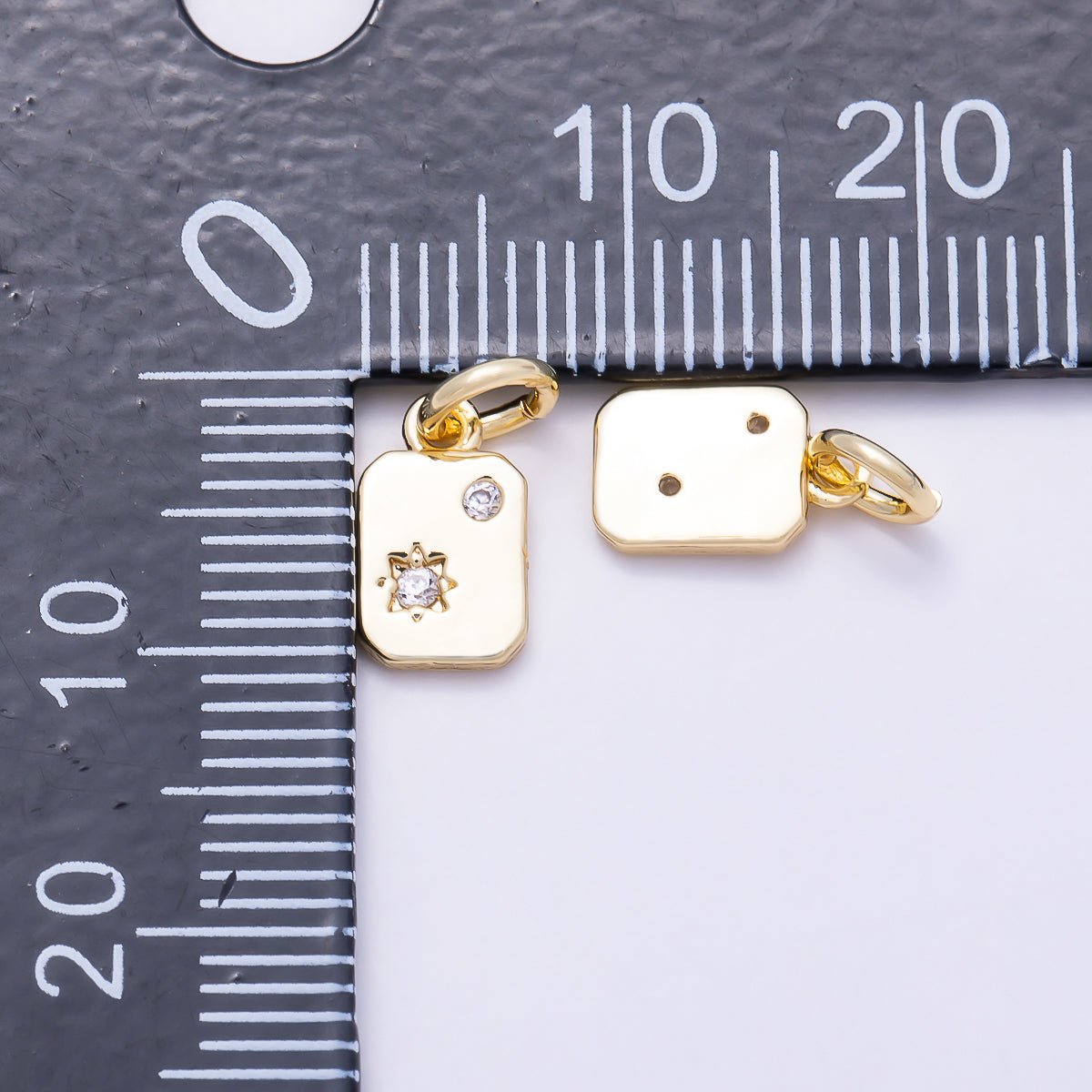 16K Gold Filled 9mm Rectangular Starburst Tag Charm in Gold & Silver | Charms-01933 - Charms-01934 - DLUXCA