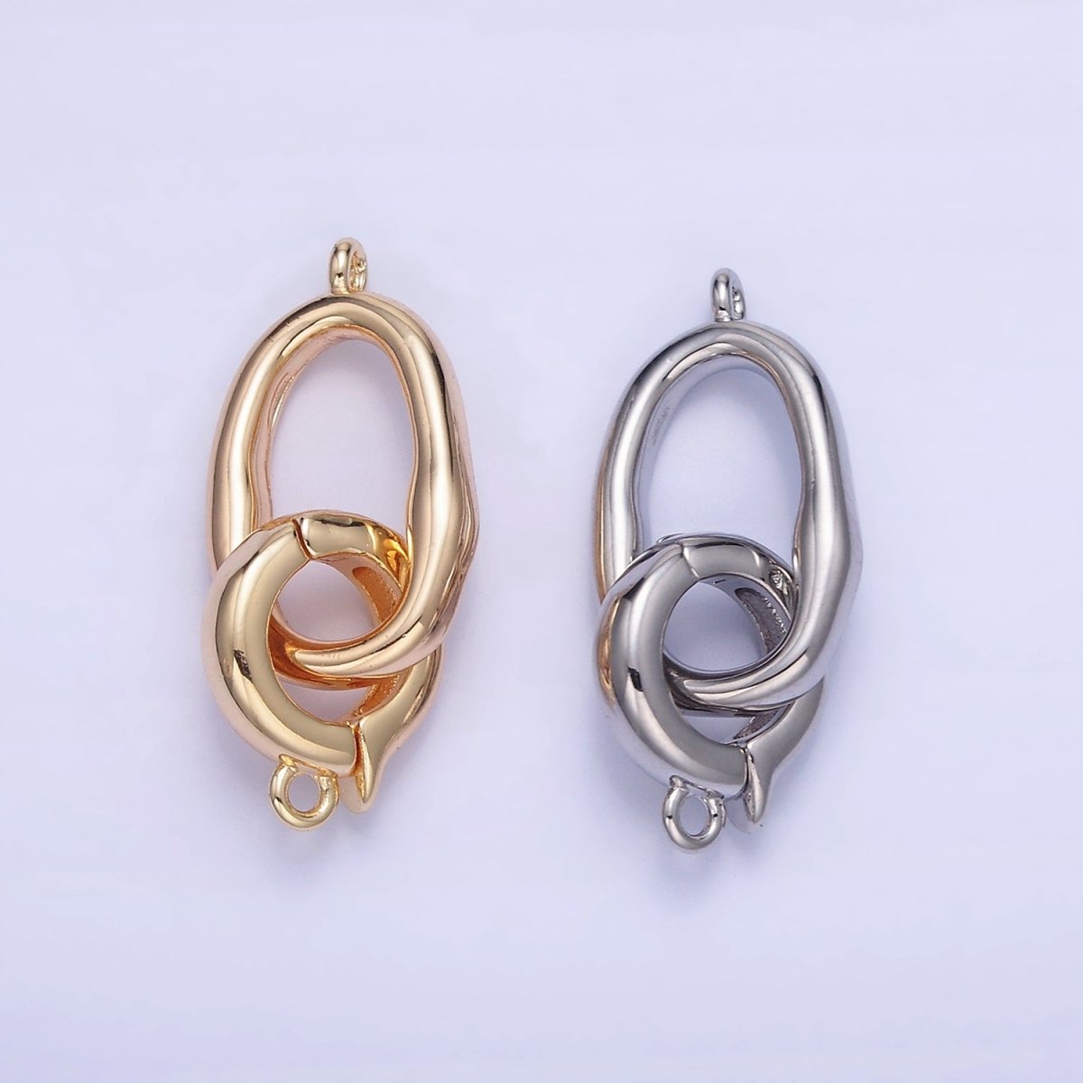 16K Gold Filled Abstract Rectangular Snap Latch Finding in Gold & Silver | Z793 - DLUXCA