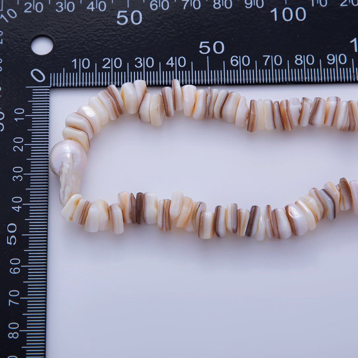 16K Gold Filled Baroque Freshwater Pearl Heishi Shell Irregular Pebble Gemstone 16.5 Inch Handmade Necklace | WA - 856 - DLUXCA