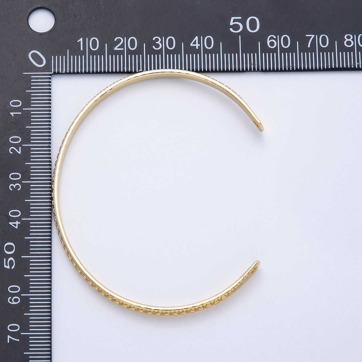 16K Gold Filled Beaded Textured Cuff Unfinished Half Bangle Bracelet | WA - 04450 - DLUXCA