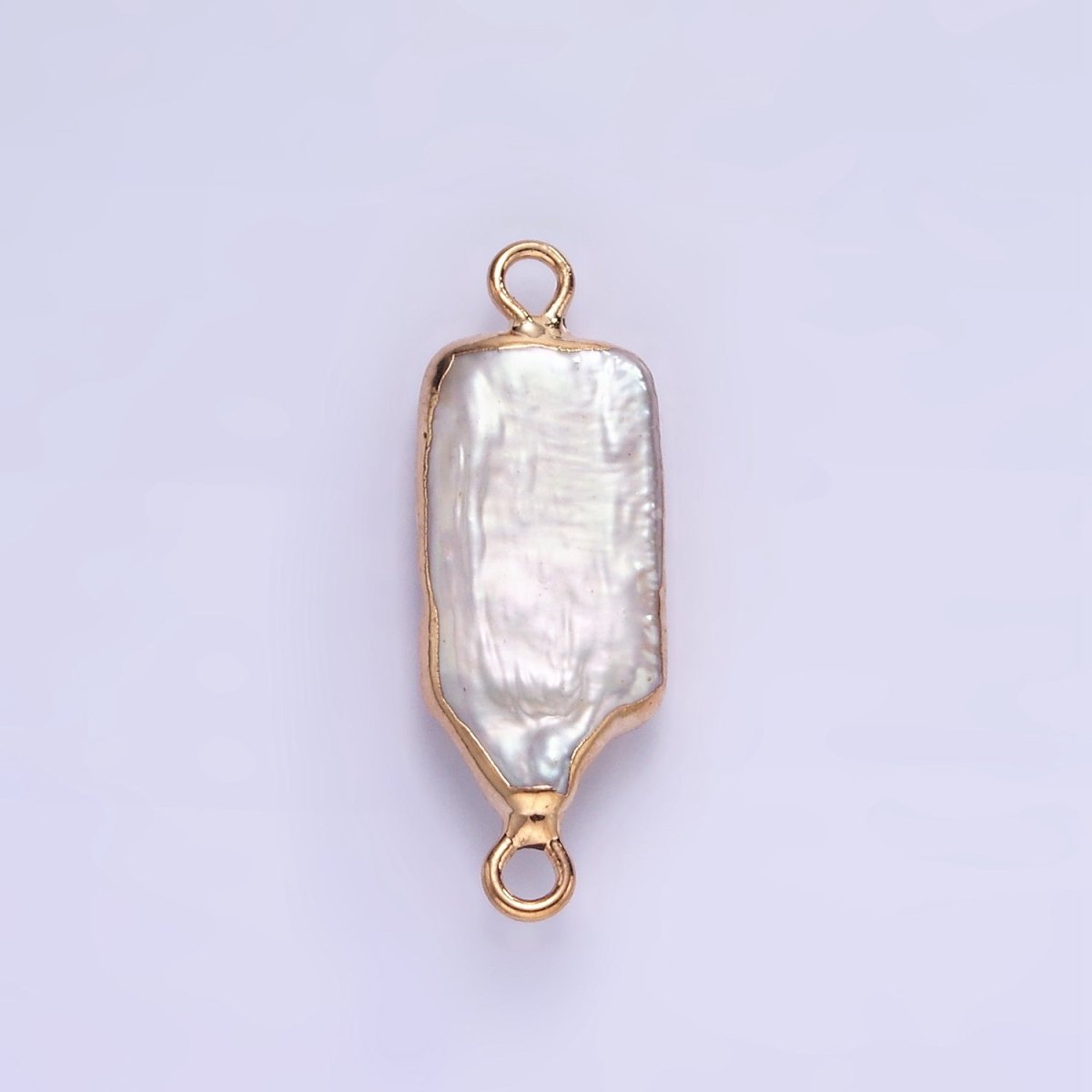 16K Gold Filled Biwa Freshwater Pearl Foil Bezel Connector | P1858 - DLUXCA