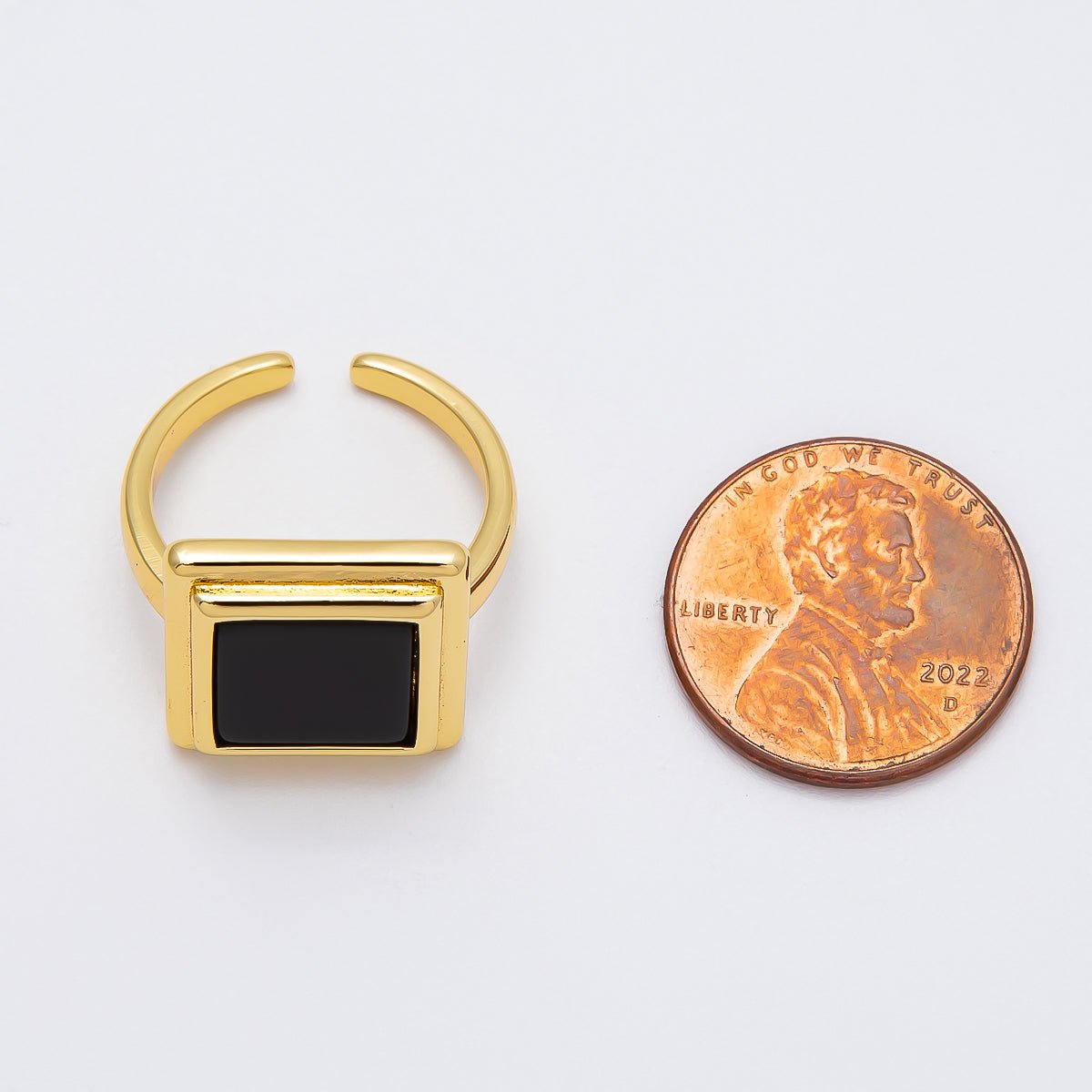 16K Gold Filled Black Bezel Square Solitaire Ring | Rings - 00060 - DLUXCA