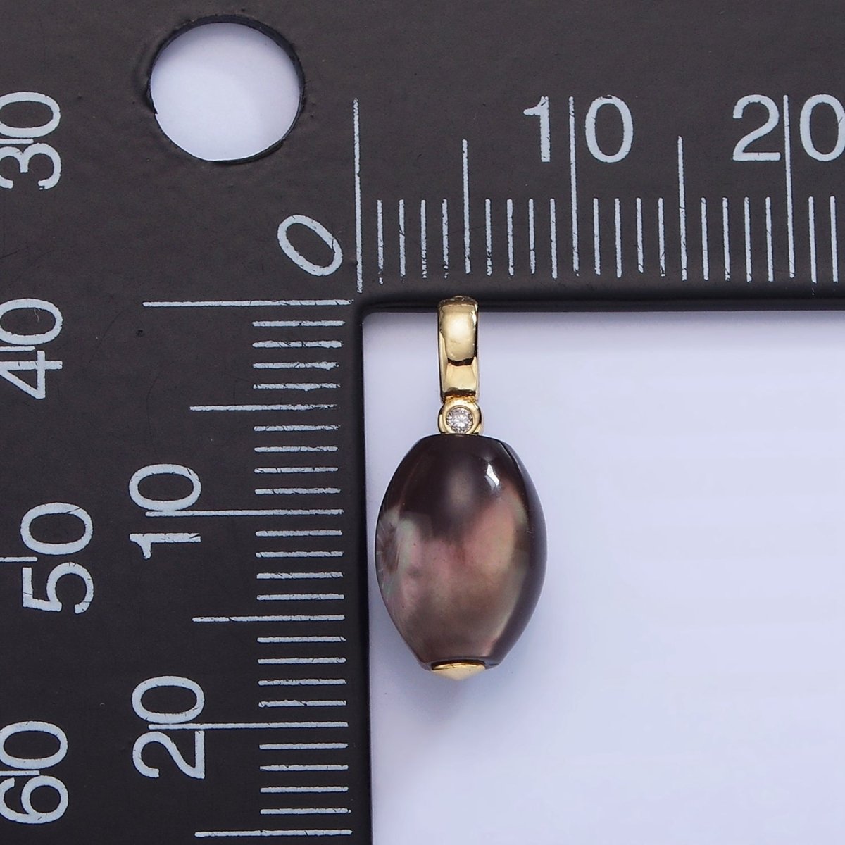 16K Gold Filled Black Tahitian Shell Pearl Sphere CZ Drop Pendant | P1781 - DLUXCA