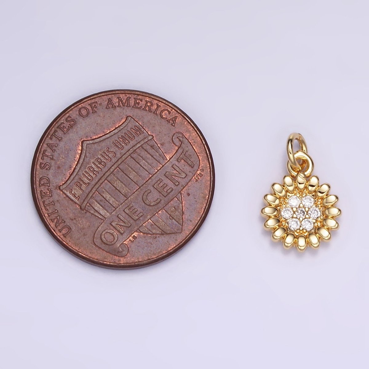 16K Gold Filled Celestial Sunflower Micro Paved CZ Charm | M118 - DLUXCA