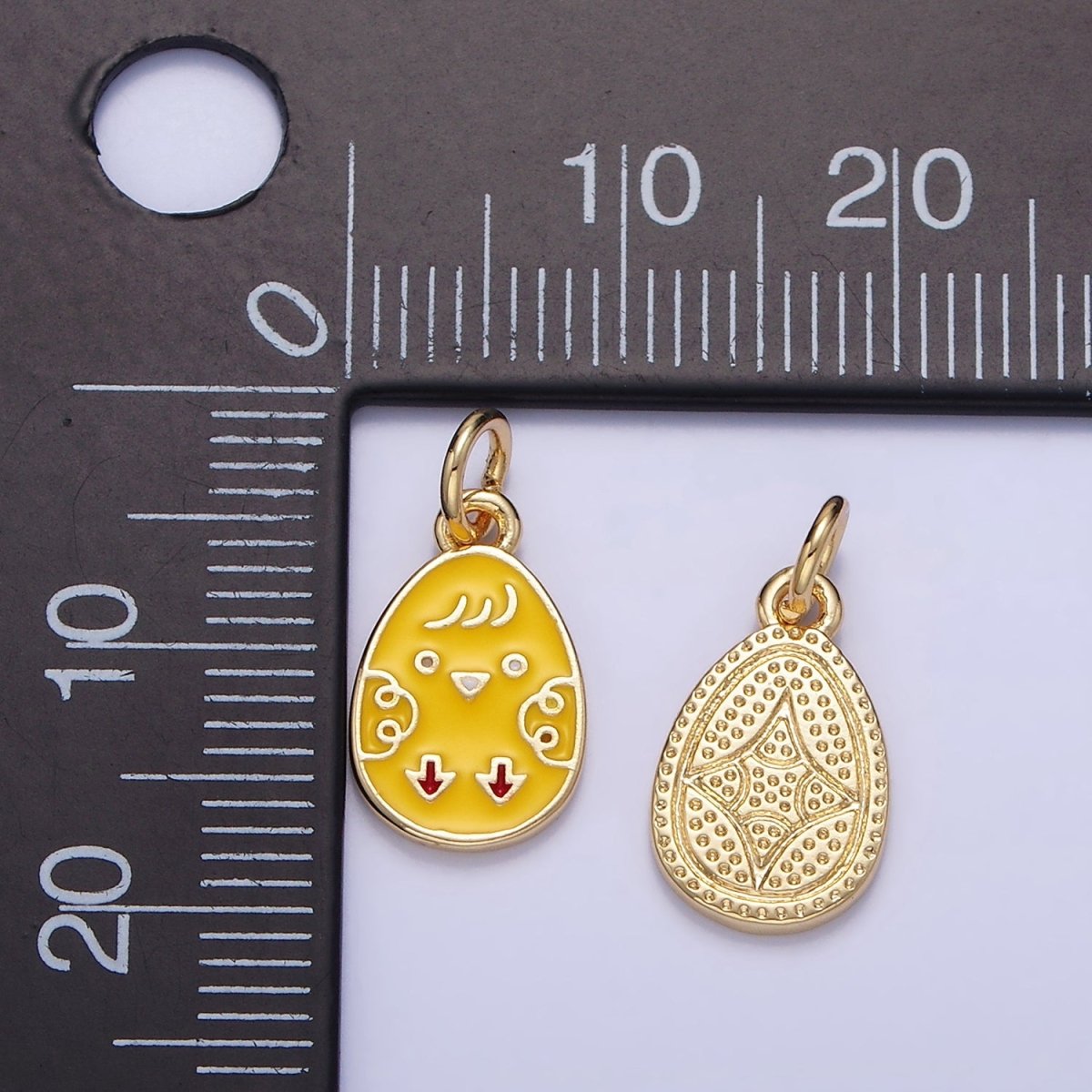 16K Gold Filled Chicken Yellow Enamel Easter Egg Charm | C117 - DLUXCA