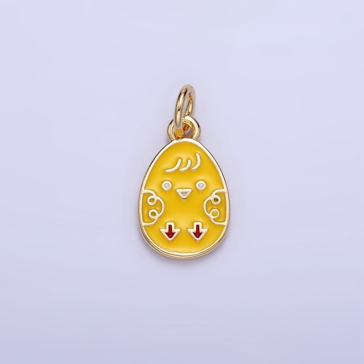 16K Gold Filled Chicken Yellow Enamel Easter Egg Charm | C117 - DLUXCA