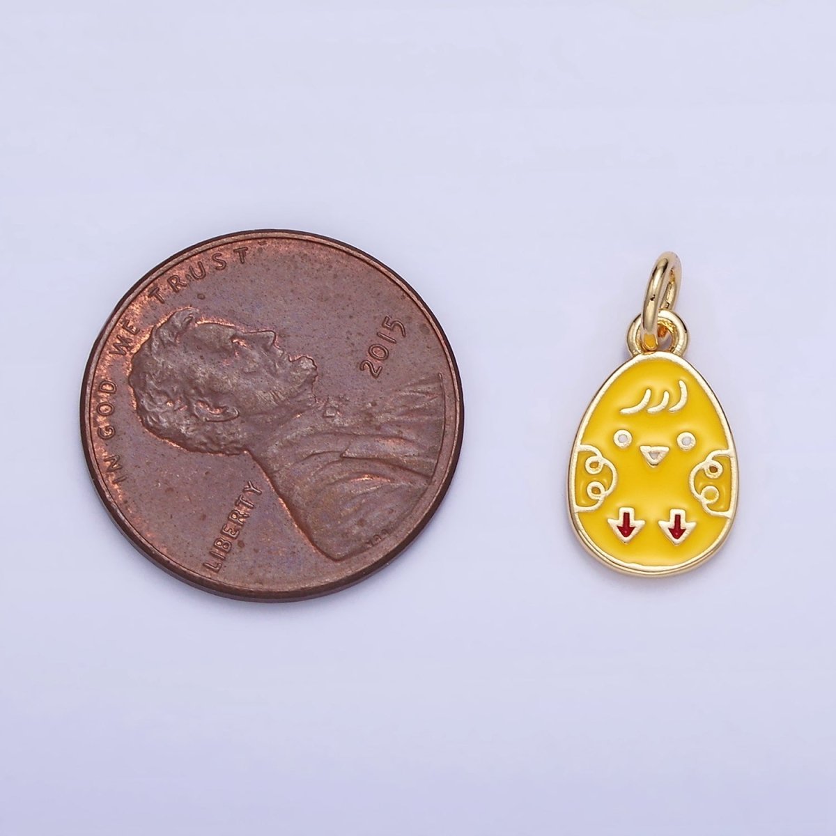 16K Gold Filled Chicken Yellow Enamel Easter Egg Charm | C117 - DLUXCA