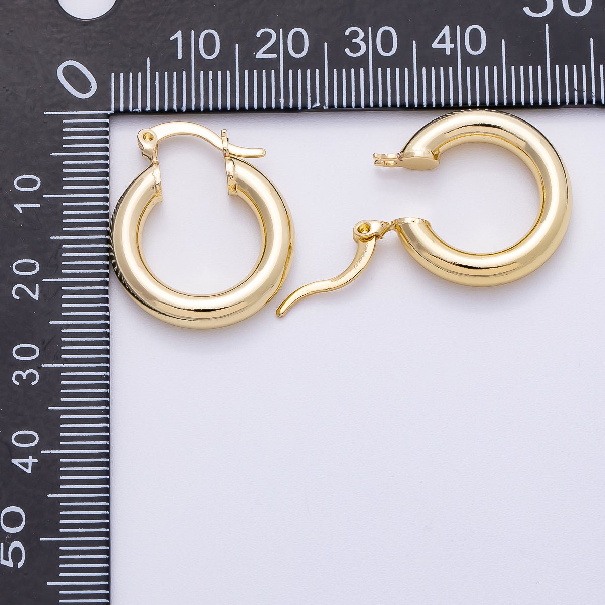 16K Gold Filled Classic Chubby Round Hoop Earrings | Earrings - 00298 - DLUXCA