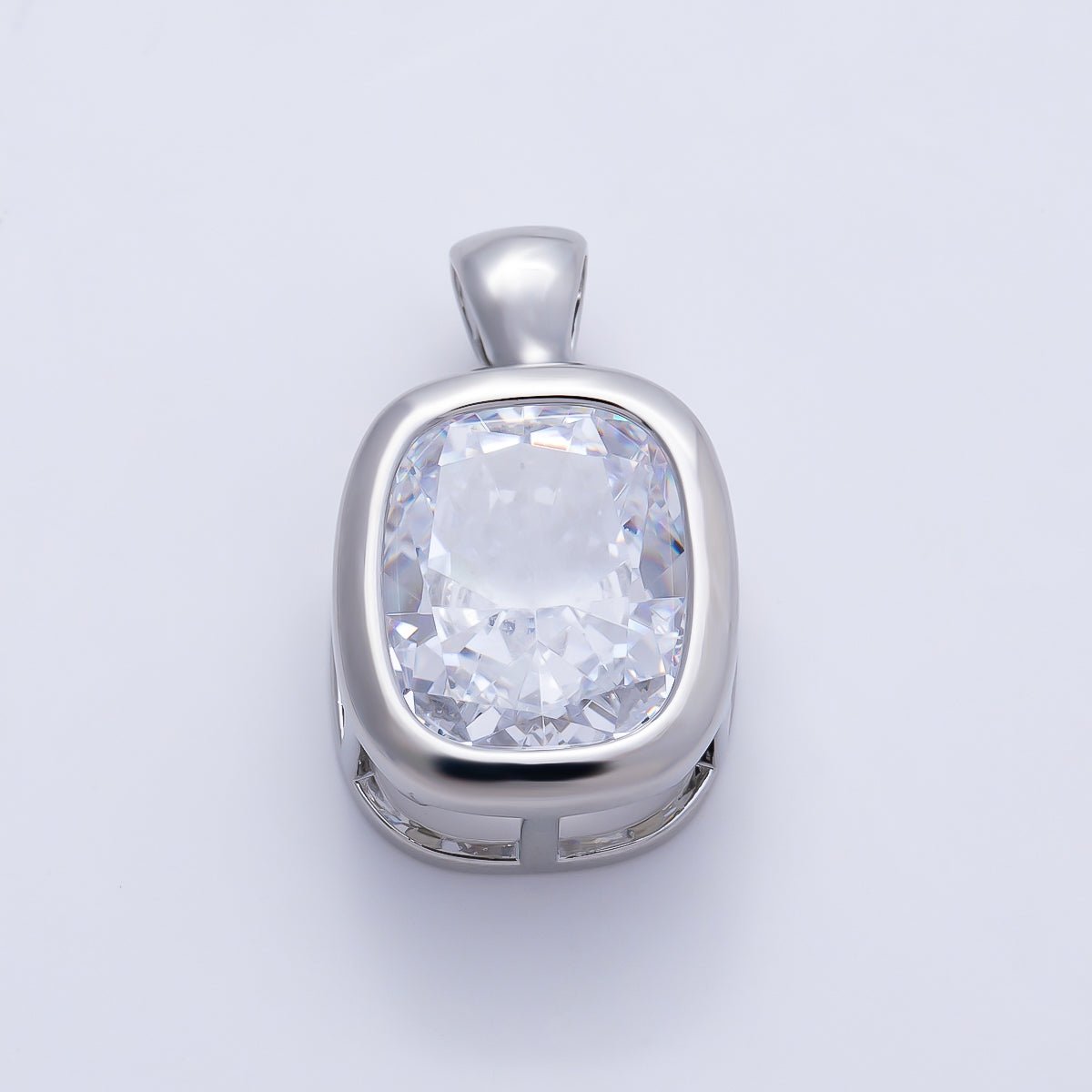 16K Gold Filled Clear CZ Baguette Round Hexagon Bezel Pendant in Gold & Silver | Charms-01081 ~ Charms-01096 - DLUXCA