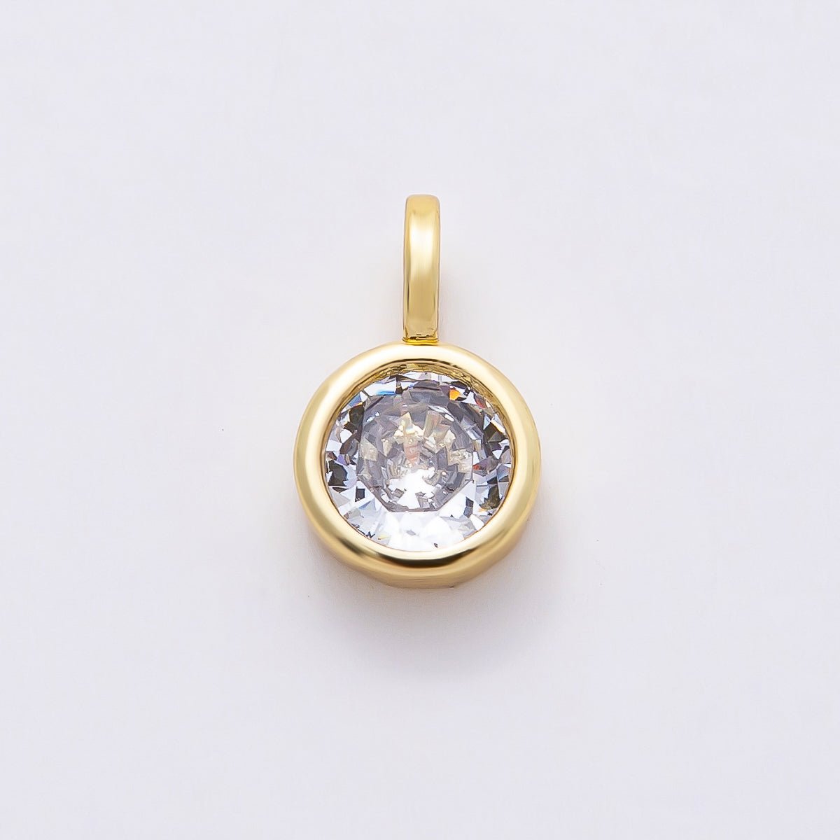 16K Gold Filled Clear CZ Marquise, Heart, Round, Oval, Teardrop Bezel Solitaire Pendant in Gold & Silver | Charms - 00834 ~ Charms - 00843 - DLUXCA