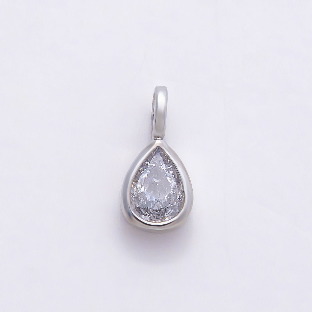 16K Gold Filled Clear CZ Marquise, Heart, Round, Oval, Teardrop Bezel Solitaire Pendant in Gold & Silver | Charms - 00834 ~ Charms - 00843 - DLUXCA