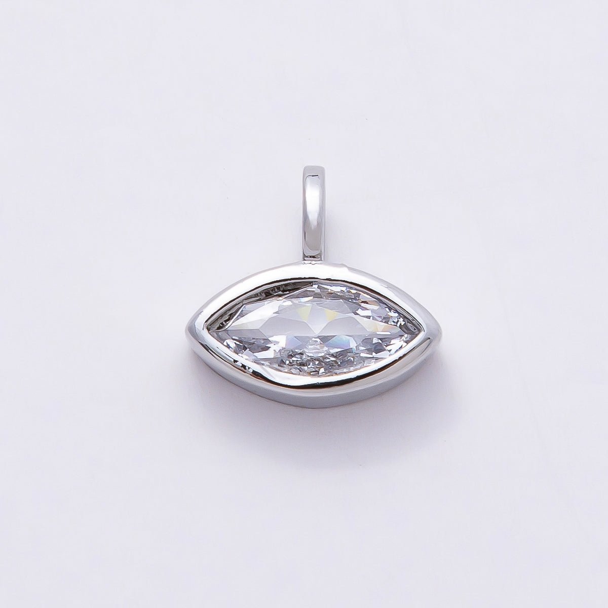 16K Gold Filled Clear CZ Marquise, Heart, Round, Oval, Teardrop Bezel Solitaire Pendant in Gold & Silver | Charms - 00834 ~ Charms - 00843 - DLUXCA
