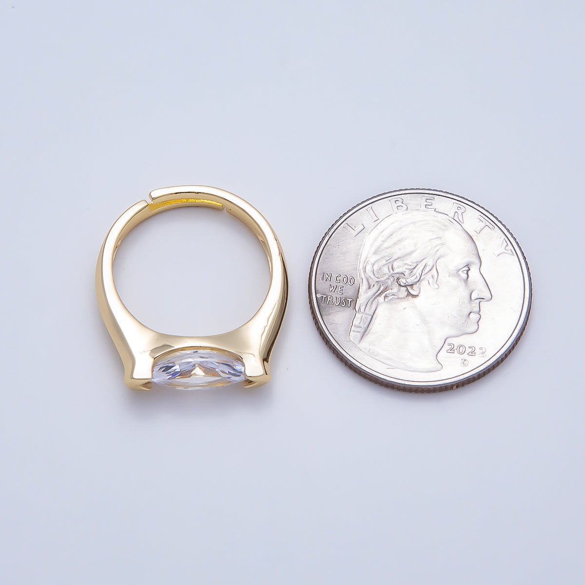 16K Gold Filled Clear CZ Marquise Prong Ring in Gold & Silver | Rings-00297 Rings-00298 - DLUXCA