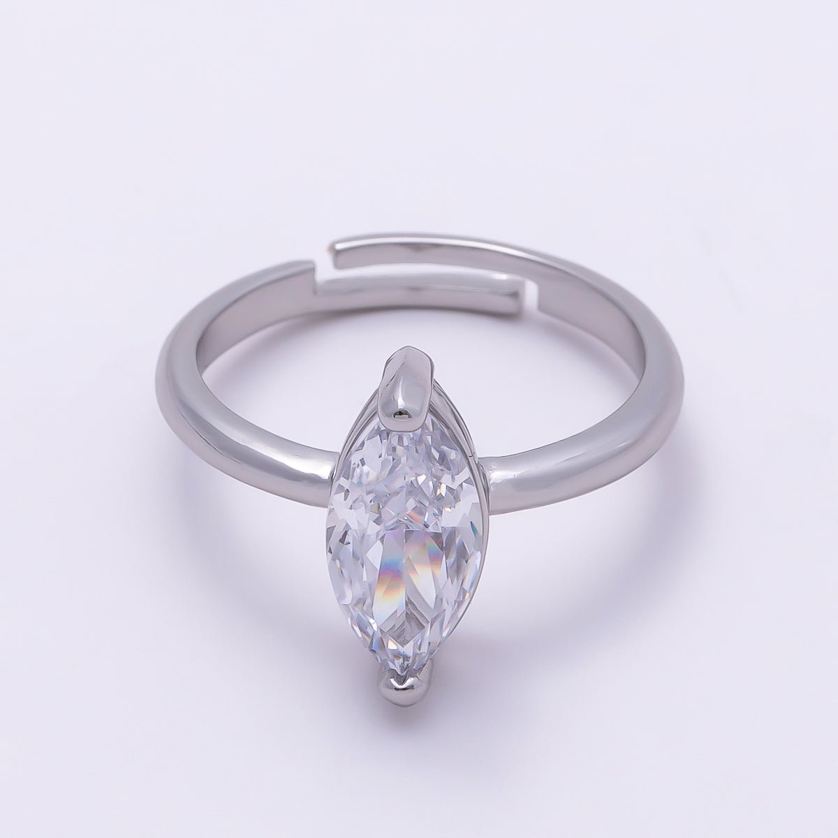 16K Gold Filled Clear CZ Marquise Solitaire Ring in Gold & Silver | Rings - 00120 - DLUXCA