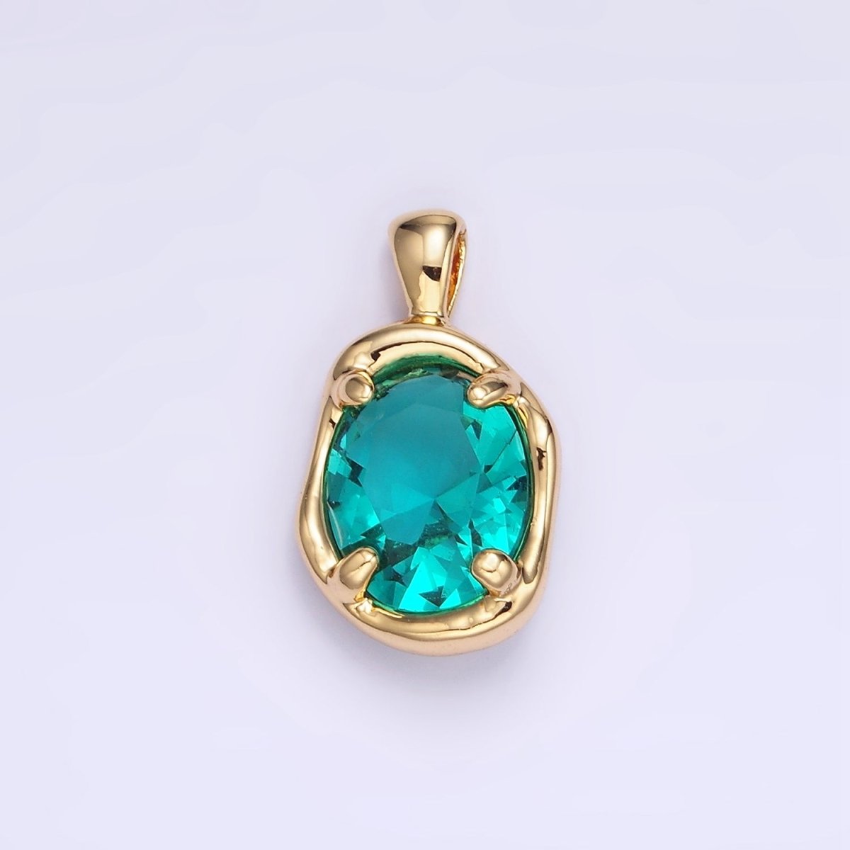 16K Gold Filled Clear CZ Molten Bezel Pendant | H054 - DLUXCA