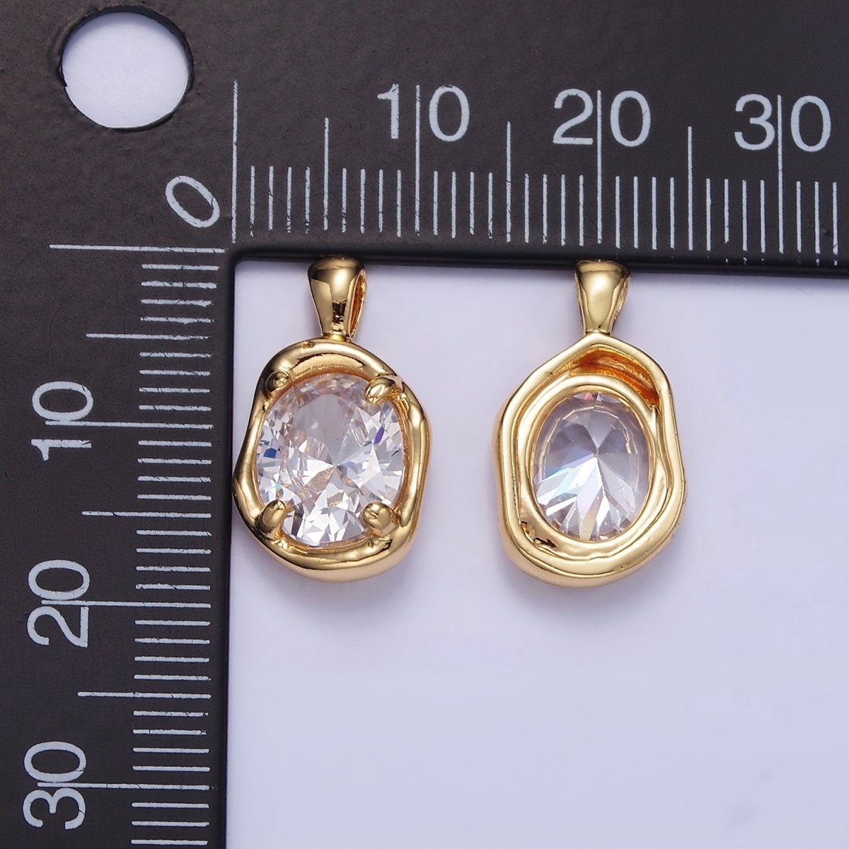 16K Gold Filled Clear CZ Molten Pendant | H054 - DLUXCA