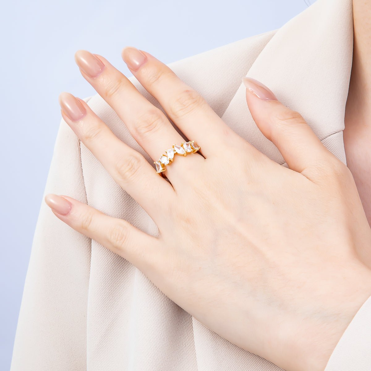 16K Gold Filled Clear CZ Multi Cluster Ring in Gold & Silver | Rings-00151 Rings-00152 - DLUXCA