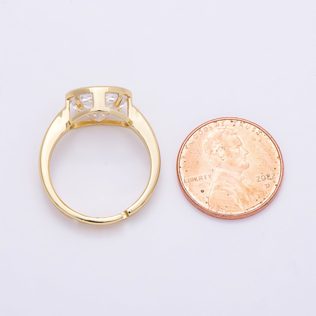 16K Gold Filled Clear CZ Oval Bezel Ring in Gold & Silver | Rings-00295 Rings-00296 - DLUXCA