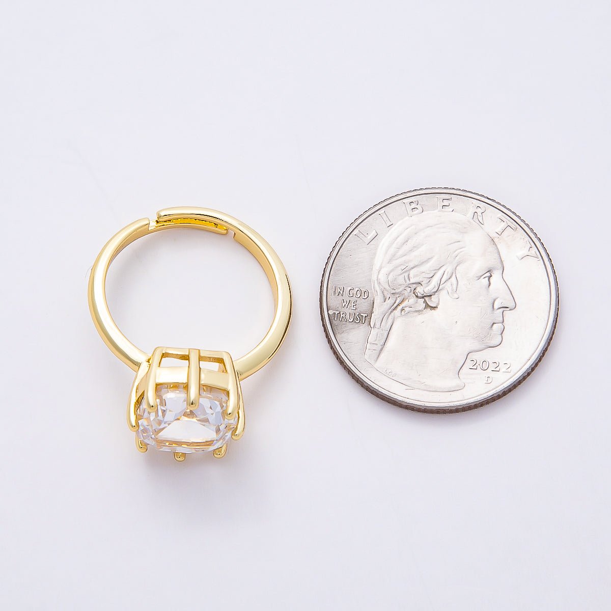 16K Gold Filled Clear CZ Rounded Square Solitaire Ring in Gold & Silver | Rings - 00113 Rings - 00114 - DLUXCA