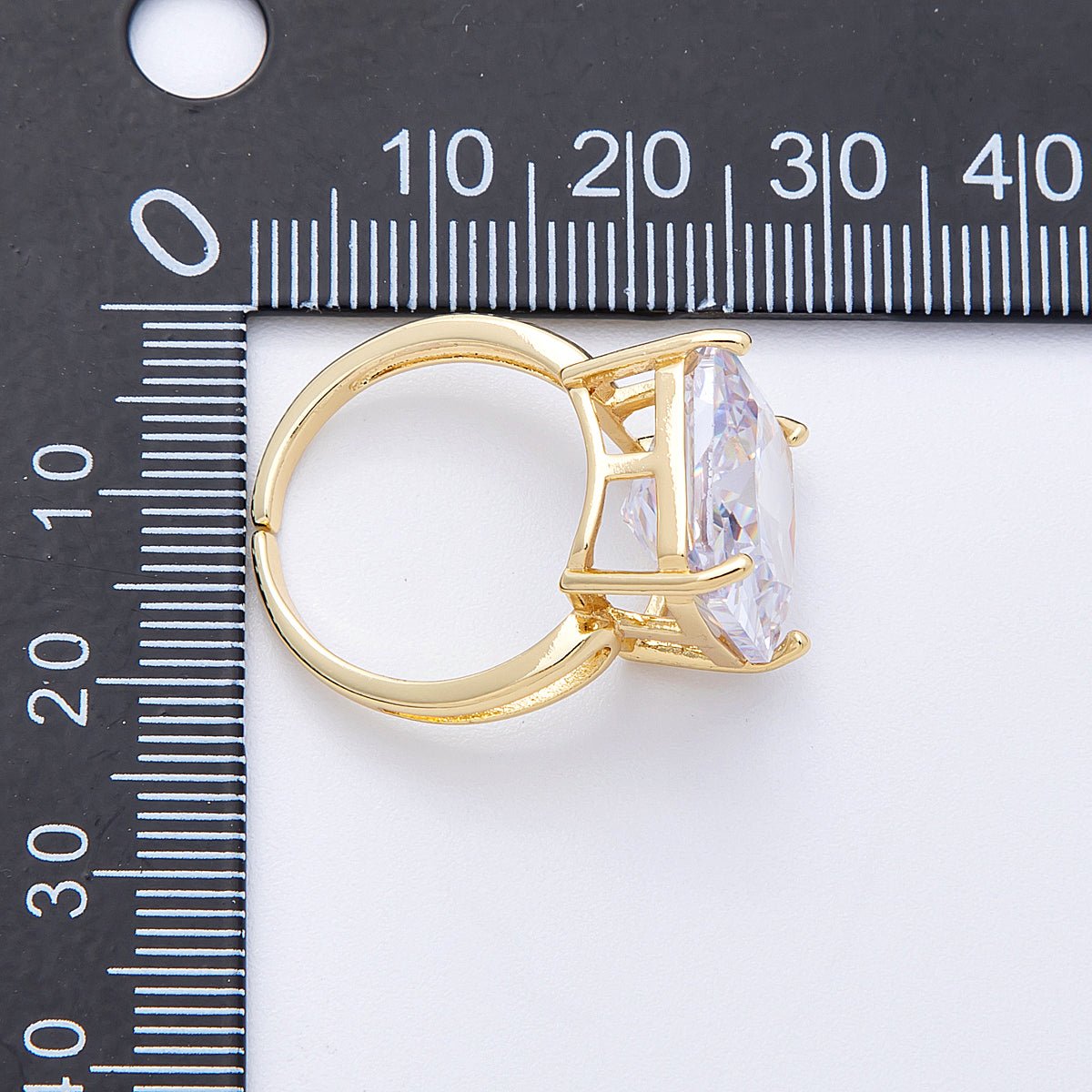 16K Gold Filled Clear CZ Square Solitaire Ring in Gold & Silver | Rings - 00018 Rings - 00019 - DLUXCA