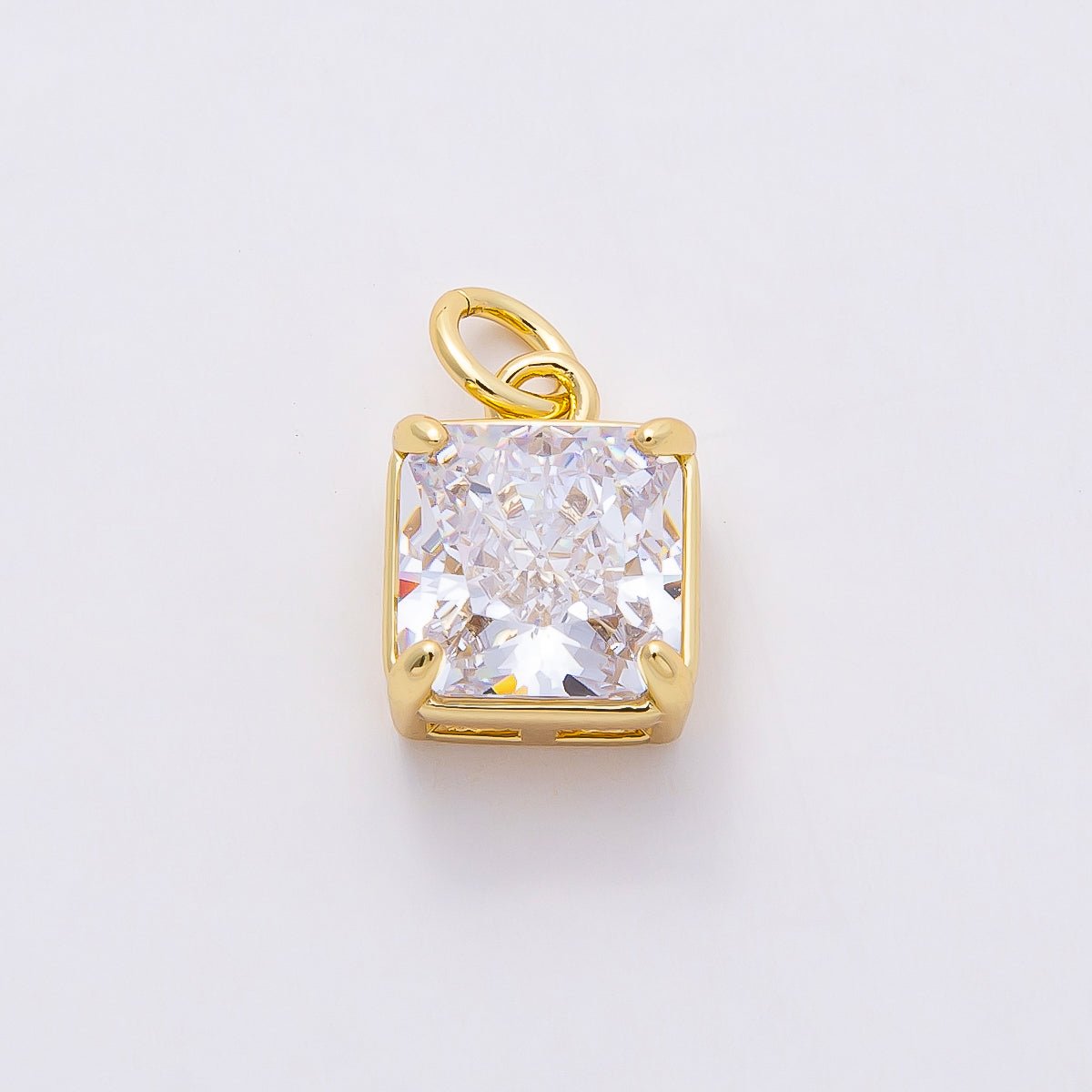 16K Gold Filled Clear CZ Teardrop, Oval, Heart, Marquise, Square Solitaire Charm | Charms - 00816 ~ Charms - 00820 - DLUXCA