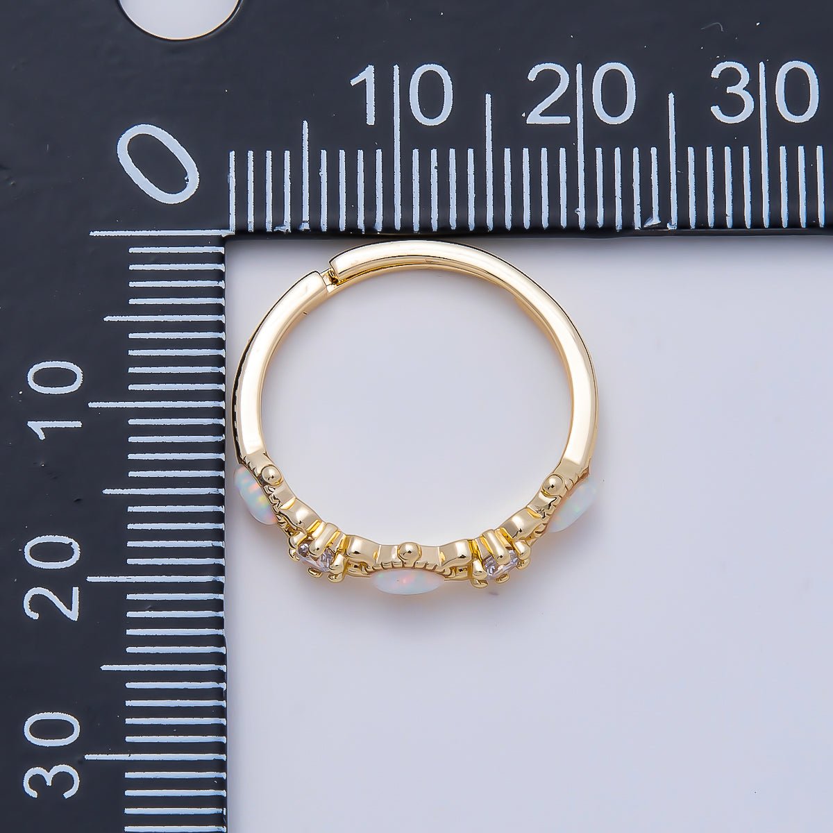 16K Gold Filled Clear CZ White Opal Gemstone Adjustable Ring | Rings-00141 - DLUXCA