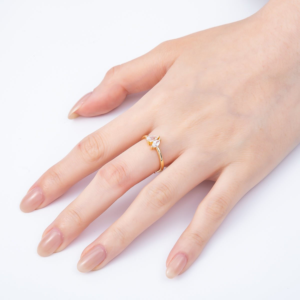16K Gold Filled Clear Marquise Teardrop CZ Solitaire Ring in Gold & Silver | Rings-00159 Rings-00160 - DLUXCA
